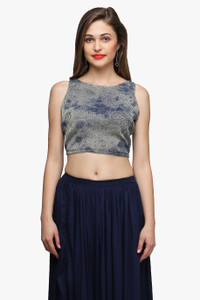 Cation Casual Sleeveless Printed Women's Dark Blue, Gold Top