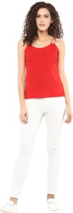 Stylebay Casual Noodle strap Solid Women's Red Top