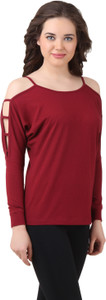 Texco Casual Full Sleeve Solid Women's Maroon Top