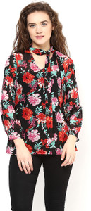 Martini Casual 3/4th Sleeve Printed Women's Black Top
