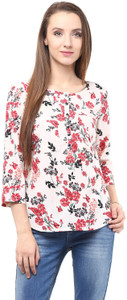 Harpa Casual 3/4th Sleeve Floral Print Women's Multicolor Top