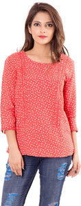 Goodwill Impex Casual 3/4th Sleeve Printed Women's Red Top