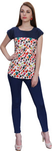 Ziyaa Casual Cap Sleeve Printed Women's Multicolor Top
