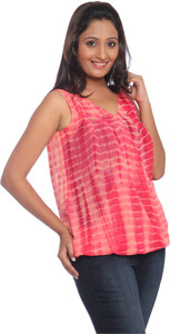 Park Avenue Casual Sleeveless Striped Women's Red Top