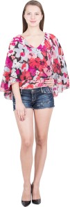 G & M Collections Party Kimono Sleeve Printed Women's Multicolor Top