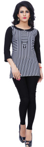 Ziyaa Casual 3/4th Sleeve Printed Women's Black Top