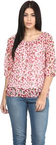 Mayra Casual 3/4th Sleeve Printed Women's Red Top