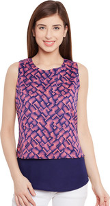 Purys Casual Sleeveless Printed Women's Multicolor Top