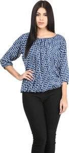 Mayra Casual 3/4th Sleeve Solid Women's Blue Top