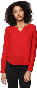 Harpa Casual Full Sleeve Solid Women's Red Top