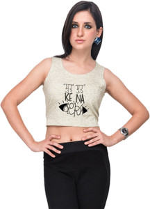 Campus Sutra Casual Sleeveless Printed Women's Beige Top