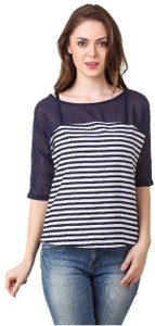 Fairy Casual 3/4th Sleeve Striped Women's Multicolor Top