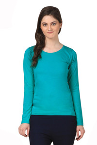 Fashion Expo Casual Full Sleeve Solid Women's Green Top