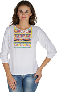 Mayra Party 3/4th Sleeve Solid Women's White Top