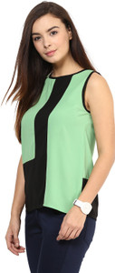 Rare Casual Sleeveless Solid Women's Green Top
