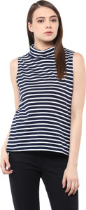 Miss Chase Casual Sleeveless Striped Women's Multicolor Top