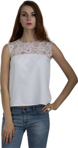 Marzeni Casual Cap Sleeve Printed Women's Multicolor Top