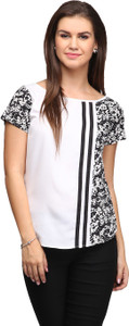 Eavan Casual Short Sleeve Printed Women White Top