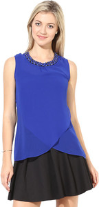 Martini Party Sleeveless Solid Women's Dark Blue Top