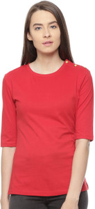 Vvoguish Casual 3/4th Sleeve Solid Women's Red Top