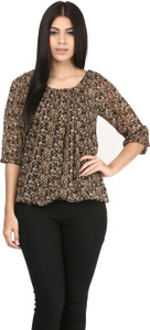 Mayra Casual 3/4th Sleeve Printed Women's Brown Top