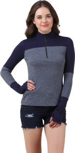 Texco Casual Full Sleeve Solid Women's Blue Top