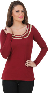 Texco Casual Full Sleeve Solid Women's Maroon Top
