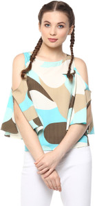 Harpa Casual 3/4th Sleeve Self Design Women's Light Green Top