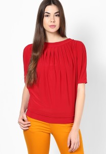Mayra Party 3/4th Sleeve Solid Women's Red Top