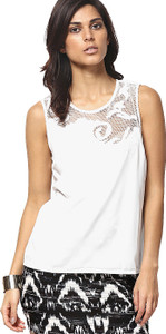 Vero Moda Casual Sleeveless Solid Women's White Top