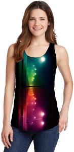 Snoogg Casual Sleeveless Graphic Print Women's Multicolor Top
