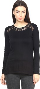 Martini Casual Full Sleeve Solid Women's Black Top