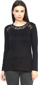 Martini Casual Full Sleeve Solid Women's Black Top