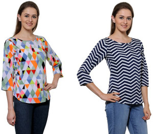 Stop Look Casual 3/4th Sleeve Printed Women Multicolor Top