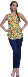 Ziyaa Casual Sleeveless Printed Women's Multicolor Top
