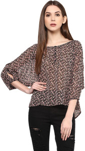 Harpa Casual 3/4th Sleeve Floral Print Women's Multicolor Top