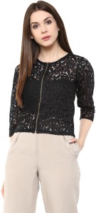 Mayra Party 3/4th Sleeve Solid Women's Black Top