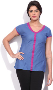 Style Quotient By Noi Casual Short Sleeve Solid Women's Blue Top