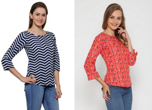 Stop Look Casual 3/4th Sleeve Printed Women Multicolor Top