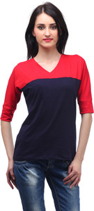 Cation Casual 3/4th Sleeve Solid Women's Red Top