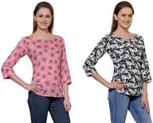 Stop Look Casual 3/4th Sleeve Printed Women Multicolor Top