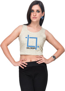 Campus Sutra Casual Sleeveless Printed Women's Beige Top