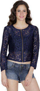 Mayra Party 3/4th Sleeve Solid Women's Blue Top