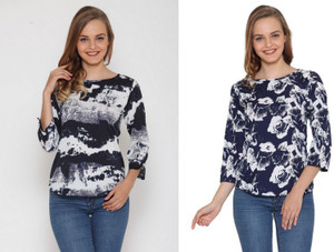 Stop Look Casual 3/4th Sleeve Printed Women Multicolor Top