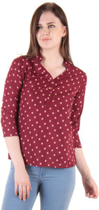 Vvoguish Casual 3/4th Sleeve Printed Women's Maroon Top