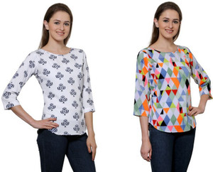 Stop Look Casual 3/4th Sleeve Printed Women Multicolor Top
