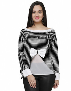 Eavan Casual Full Sleeve Striped Women White Top