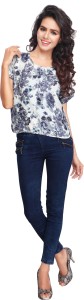 Urban Fashion Bank Party Short Sleeve Floral Print Women's Multicolor Top