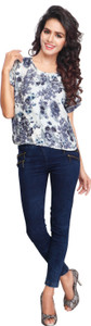 Urban Fashion Bank Party Short Sleeve Floral Print Women's Multicolor Top