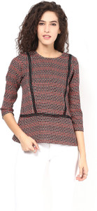 Martini Casual 3/4th Sleeve Printed Women's Red Top